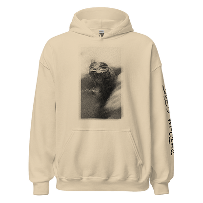 Tan Sweatshirt with Extraterrestrial Parody Makeover: An LGBTQ+ Artwork by Donny Meloche