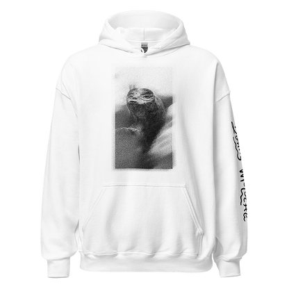 White Sweatshirt with Extraterrestrial Parody Makeover: An LGBTQ+ Artwork by Donny Meloche